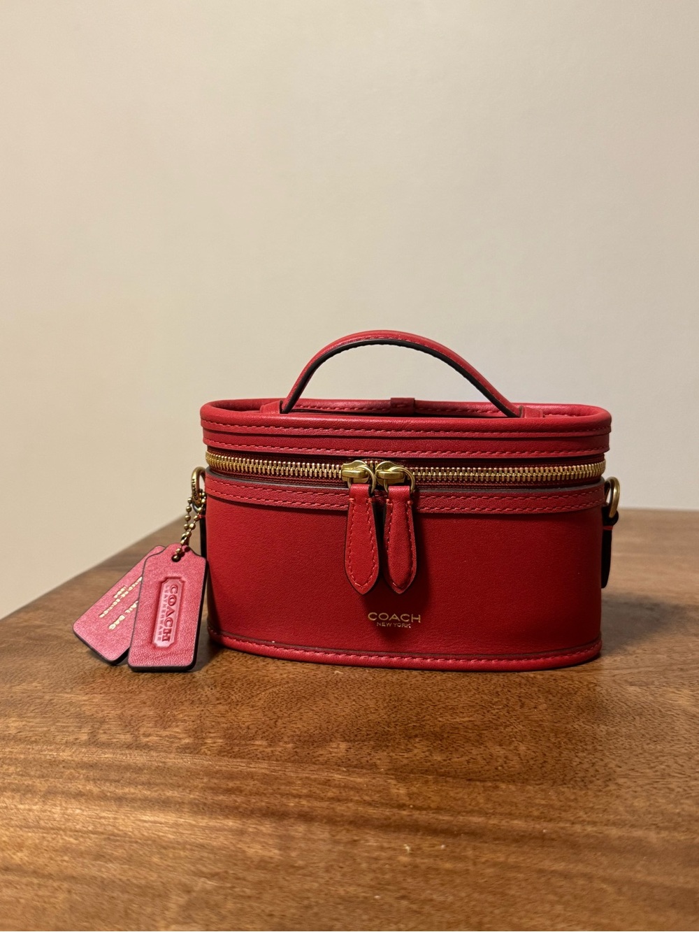Coach Trail 15 Leather Bag in Poppy Red with chain strap